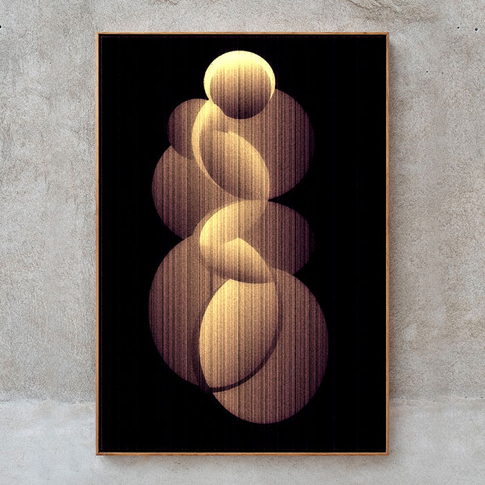 Digital graphic of a stylized woman composed of oval and circular shapes.